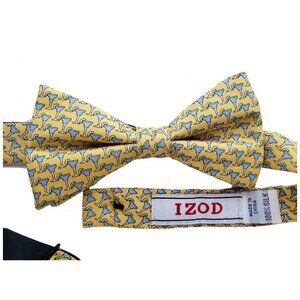 IZOD Bow Tie Pre-Tied Yellow Blue Martini Glass Pattern Silk Men's OS Adjustable